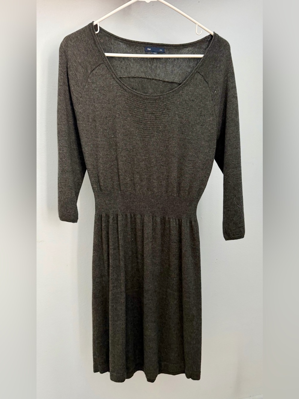 GAP Charcoal Scoop Neck Long Sleeve Knit Dress